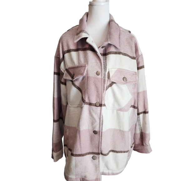 NEW Buckle Ashley by 26 International Mauve Plaid Shacket Jacket - Picture 2 of 14